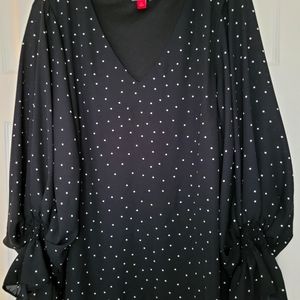 Vince Camuto, new, XL, long sleeve Black with polka dots blouse